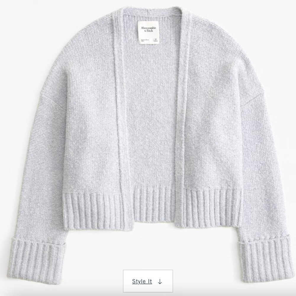 Abercrombie Cropped Grey Cardigan, Medium NWT
